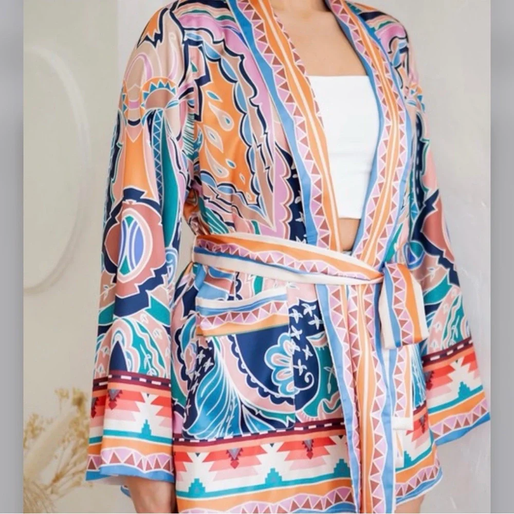 HUSH Colorful Patterned Kimono Jacket - Picture 4 of 13